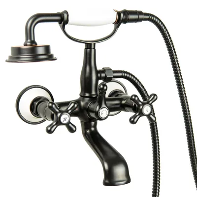 Produktbild von PaulGurkes schwarze Retro Wannenarmatur Nostalgie Zweigriffmischer Kreuzgriff