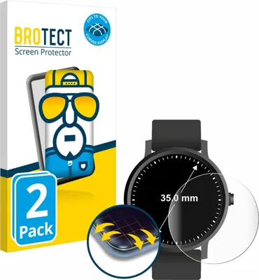 Produktbild von 2x BROTECT Fullscreen Schutzfolie für Kreisrunde Displays (ø: 35 mm) Displayschutz Folie Fullcover Klar Transparent
