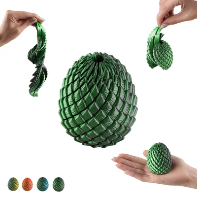 Image de Œuf de Dragon Fidget 7 cm, jouet sensoriel torsadé à spirale, impression 3D – Noir-vert
