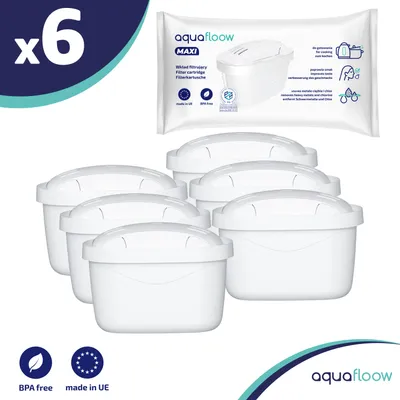 Obrázok produktu pre Vodné filtračné vložky Aquaflow - 6 kusov | náhradné filtračné vložky pre Dafi Unimax Aquaphor A5 Brita Maxtra+ Philips AWP212/10