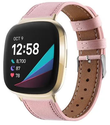 Produktbild von By Qubix passend für Fitbit Versa 3/4 & Sense 1/2 Lederarmband - Rosa