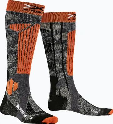 Produktbild von X-Socks Ski Rider 4.0, High-Tech-Wintersport-Socken für mehr Leistung und Komfort bei kalten Wetterbedingungen, ideal zum Skifahren und Snowboarden - Grau/Orange, 39-41