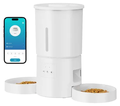 Productafbeelding van Voerautomaat kat - Automatische droogvoerdispenser - 5 l - Dubbele voerbak - Met app
