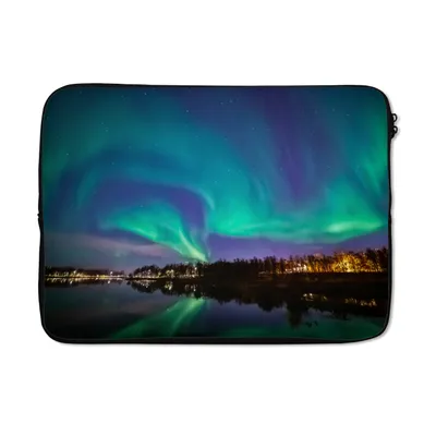 Produktbild von MuchoWow® Laptop Hülle 13 Zoll Nordlichter - Wasser - Reflexion - Norwegen Laptoptasche - Laptophülle - Sleeve - Rundumschutz