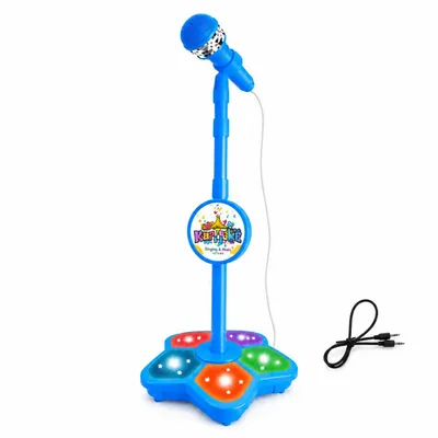 Obrázek produktu pro Interaktivní karaoke set pro děti s odnímatelným mikrofonem, světelné efekty – KIDKARA, modrá