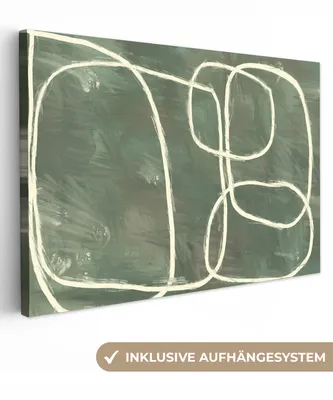 Produktbild von MuchoWow® - Leinwandbilder - Abstrakt - Grün - Kunst - Modern, Wandbild, Wanddeko Bilder Wohnzimmer, 30x20 cm
