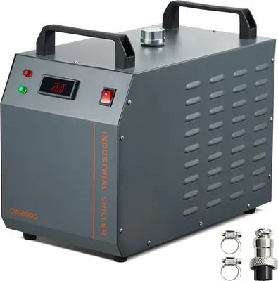 Zdjęcie produktu dla SucceBuy CW-3000 Przemysłowy agregat wody lodowej, chłodzony powietrzem system chłodzenia 80 W, zbiornik wody 12 l, przepływ 12 l/min, chłodzenie do maszyn do grawerowania laserowego