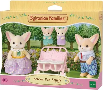 Immagine prodotto di Sylvanian Families Famiglia Fennec Bambole, 4 personaggi, snodabili, con doppio passeggino
