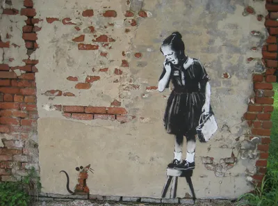 Produktbild von Kunstdruck auf Leinwand - Girl and Mouse - Wanddeko, Canvas cm. 60x80