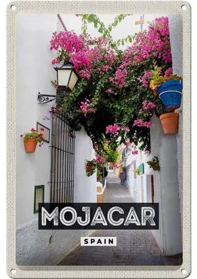 Produktbild von Blechschild Reise 20x30cm Mojacar Spain Spanien Blumen