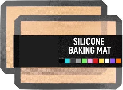 Produktbild von Famanu Silikonbackmatte 2er-Set – wiederverwendbare Silikonbackbleche – 41,9 cm x 29,5 cm
