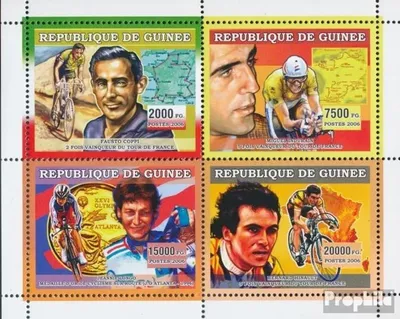 Produktbild von Briefmarken Guinea 2006 Mi 4465-4468 Kleinbogen (kompl. Ausgabe) postfrisch RADFAHRER