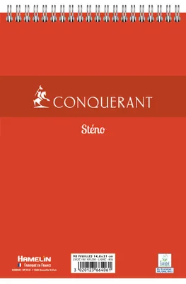 Produktbild von Conquerant 100105256, Einfarbig, Rot, A5, 180 Blätter, 60 g/m², Liniertes Papier