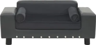 Obrázek produktu pro vidaXL Pohovka pro psy tmavě šedá 81x43x31 cm plyš a umělá kůže