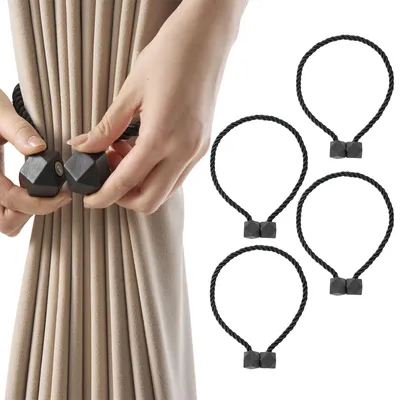 Magnetische Gardinenhalter 4er-Set, schwarz, 50 cm