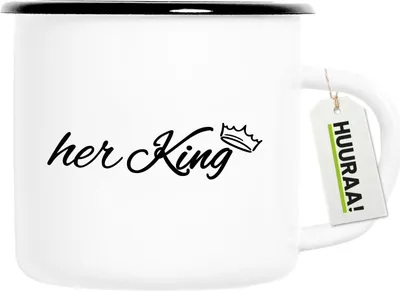 Produktbild von Huuraa Emaille Tasse her King Krone 300ml Vintage Campingbecher Geschenkidee