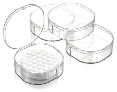 Produktbild von 4er Set Wattepadspender in Weiß mit Deckel für Wattepads und andere Utensilien