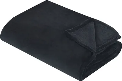 Zdjęcie produktu dla BELIANI Koc czarny poliester 150 x 200 cm miękki nowoczesna narzuta na łóżko dekoracyjna