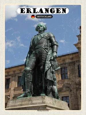 Image de vianmo Panneau en bois 40x30 cm Erlangen Markgrafenstatue
