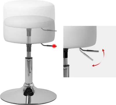 Produktbild von ML-Design Schminkhocker Weiß Ø 33cm, aus Stahl mit Kunstleder-Bezug, Hocker Rund höhenverstellbar 52-65cm