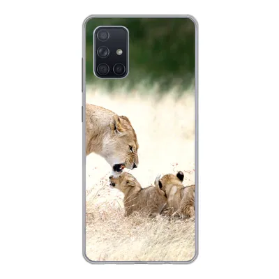 Produktbild von MuchoWow® Handyhülle Schutzhülle Hülle für Samsung Galaxy A51 Löwe - Gras - Junge - Familie Silikon Softcase Handy Hülle - Schutzabdeckung