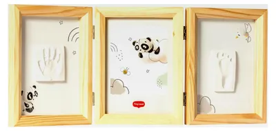 Produktbild von Doppelter Bilderrahmen für Baby-Hand- und Fußabdrücke, Gipsabdruck-Set, Andenken für Neugeborene,  getestet, Geschenk für Neugeborene, All-in-One-Set, Holz