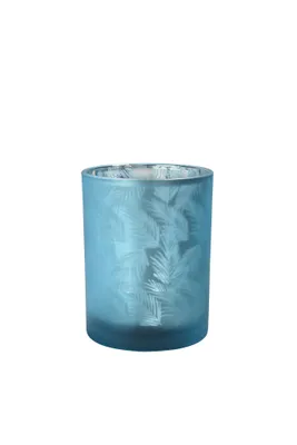 Produktbild von Sompex Awhia Windlicht | Vase | Farne | Kerzenhalter | Übertopf | Boho | in verschiedenen Größen, Farbe: silber-blau, Größe:10 x 12,5 cm (S)