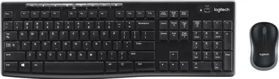 Productafbeelding van Logitech MK270, Volledige grootte (100%), Draadloos, RF draadloos, QWERTY-indeling, Zwart, Inclusief muis