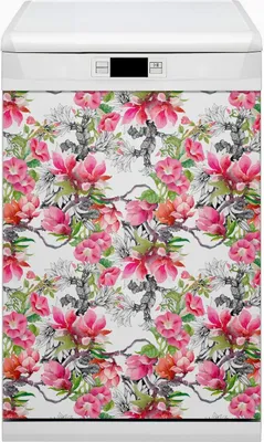 Produktbild von Dekorative Magnetmatte Küche Geschirrspüle 45x80 cm  Magnet für Spülmaschine  - Blumen Aquarell