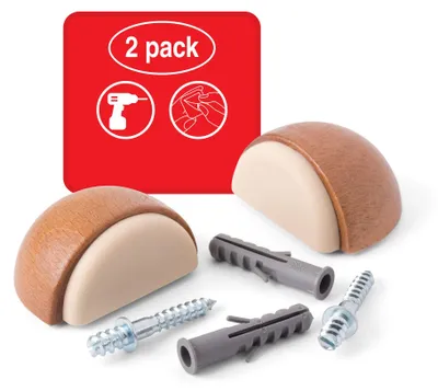 Produktbild von Selbstklebende Türstopper aus Holz – 2 Stück – Bodentürstopper – selbstklebende Türstopper – Eichenoptik