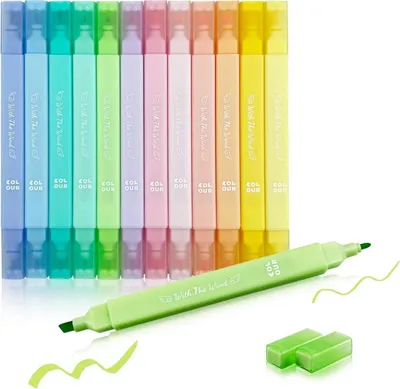 Produktbild von Pastell Textmarker Set 12 Stück Doppelspitze, Bibel Marker Stifte, Nicht Blutend & Schnell Trocknend