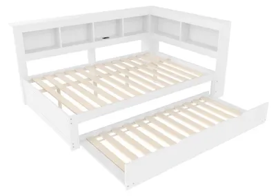 Productafbeelding van Dagbed - Slaapbank - 140 x 200 cm - Uittrekbaar bed - Stopcontact - 2 USB-poorten - Lattenbodem - Zonder matras