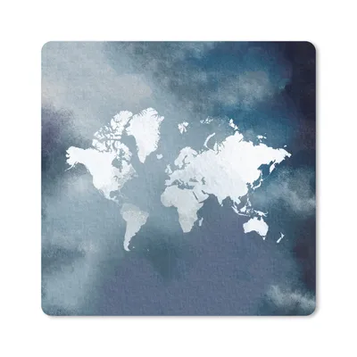 Produktbild von MuchoWow® Mauspad Mousepad Weltkarte - Aquarell - Blau 20x20 cm - Mousepads - Maus Mat - Pad - Mausunterlage - Desk Mat - Bureauartikeln