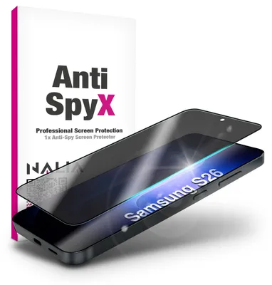 Produktbild von NALIA Blickschutzglas für Samsung Galaxy S26 – Härte 9H & Kratzfest – Privacy Full-Cover – Marke aus Berlin
