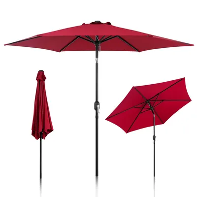Produktbild von VINGO 2.7m Sonnenschirm Marktschirm mit Handkurbel UV2.70+ Outdoor-Schirm Terrassen GartenschirmحRot ح2.7m