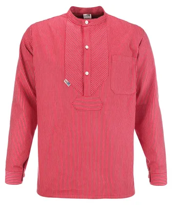 Produktbild von modAS Uni Finkenwerder Fischerhemd Basic Line – Hemd Seemann Skipper Fischer-Hemd gestreift aus Baumwolle mit schmalen Streifen in Rot Größe L