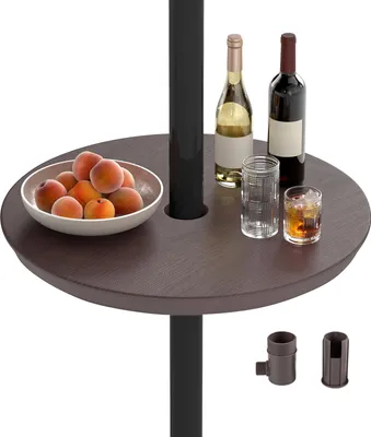 Immagine prodotto di COSTWAY Tavolino da ombrellone Ø50cm, tavolino rotondo con foro per ombrellone da 38-48mm, portatile, regolabile, accessorio per protezione solare da giardino Caffè