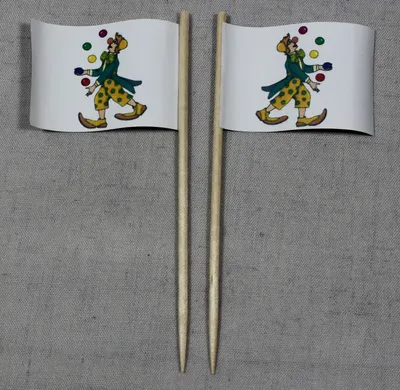 Produktbild von Party-Picker Flagge Clown Kindergeburtstag Papierfähnchen in Spitzenqualität 25 Stück Beutel