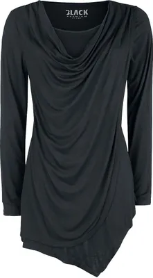 Produktbild von Black Premium by EMP Damen Schwarzes Langarmshirt mit Wasserfallausschnitt L