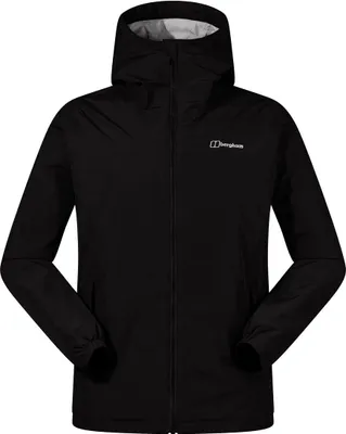 Schwarze Hardshelljacke "Isolierte Deluge Pro 3.0" von Berghaus; mit Kapuze und Reißverschluss.