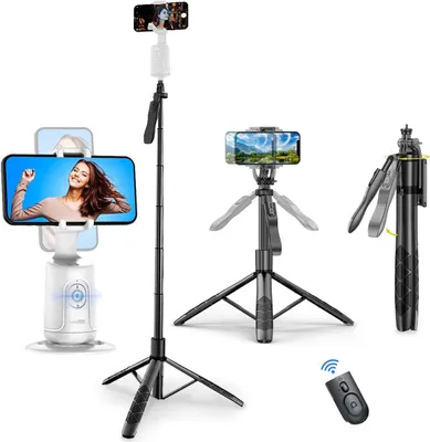Produktbild von Smartphone Gimbal, Selfie Stange, Bluetooth Selfie Stock Stativ Gimbal, Bluetooth-Fernbedienung, Teleskop-Selfie-Stick, Stand-Stativ
