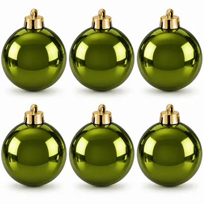 Produktbild von 6 x Weihnachtskugeln für den Außenbereich, frostfest und witterungsbeständig - grün glänzend - Ø 15 cm - Christbaumkugeln aus Kunststoff für Draußen, KI-generiertes Bild