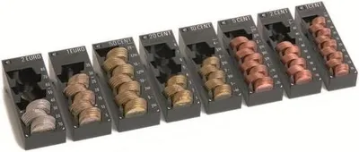 Produktbild von Einzelmünzbehälter Satz 8 Stück Minikord Euro schwarz
