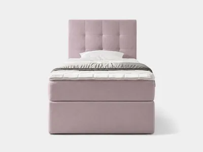 Produktbild von NORDELO Boxspringbett INCANTO 90x200 cm NEW VELO Velvet Rosa Komplett-Set gepolstertes Einzelbett mit Stauraum, Matratze und 4 cm Visco-Topper, Bonellfederkernmatratze, T30-Schaum