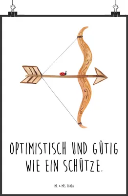 Produktbild von Mr. & Mrs. Panda Bild Sternzeichen Schütze DIN A1 - Weiß - Geschenk, Geburtstag November, Wandbild, Schützenfest, Posterdruck, drucke, Dezember, Plakat, wanddeko