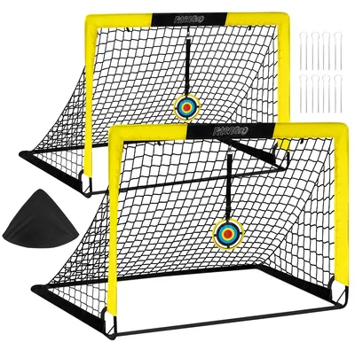Productafbeelding van Voetbaldoel 120 x 90 cm, set van 2, met draagtas en doelschijven, opvouwbaar, voor tuin