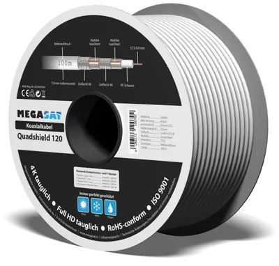 Produktbild von Megasat Quad Shield 120dB, 100m Spule