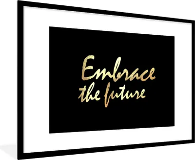 Produktbild von MuchoWow® Gerahmtes Poster Zitat - Motivation - Gold 90x60 cm - Poster mit Schwarzem Bilderrahmen Wandposter Rahmen Foto Bilder - Wanddekoration - Fotos