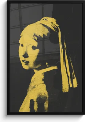 Produktbild von MuchoWow® MuchoWow® Gerahmtes Poster Mädchen mit einem Perlenohrring - Johannes Vermeer - Gelb 60x90 cm - Poster mit zchwarzem Bilderrahmen - Kunst