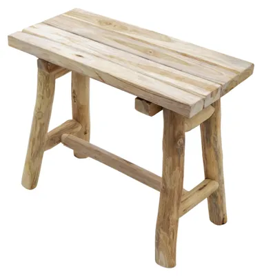 Produktbild von Teakholz Blumenhocker natur rechteckig - 43 x 38 cm - Massivholz Deko Bank Landhaus rustikal - Echtholz Pflanzenständer